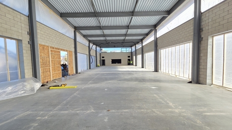 The interior of the Oak Park Michigan Event Hub while under construction.