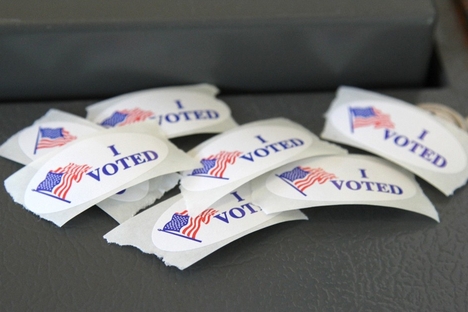 A small pile of I voted stickers.